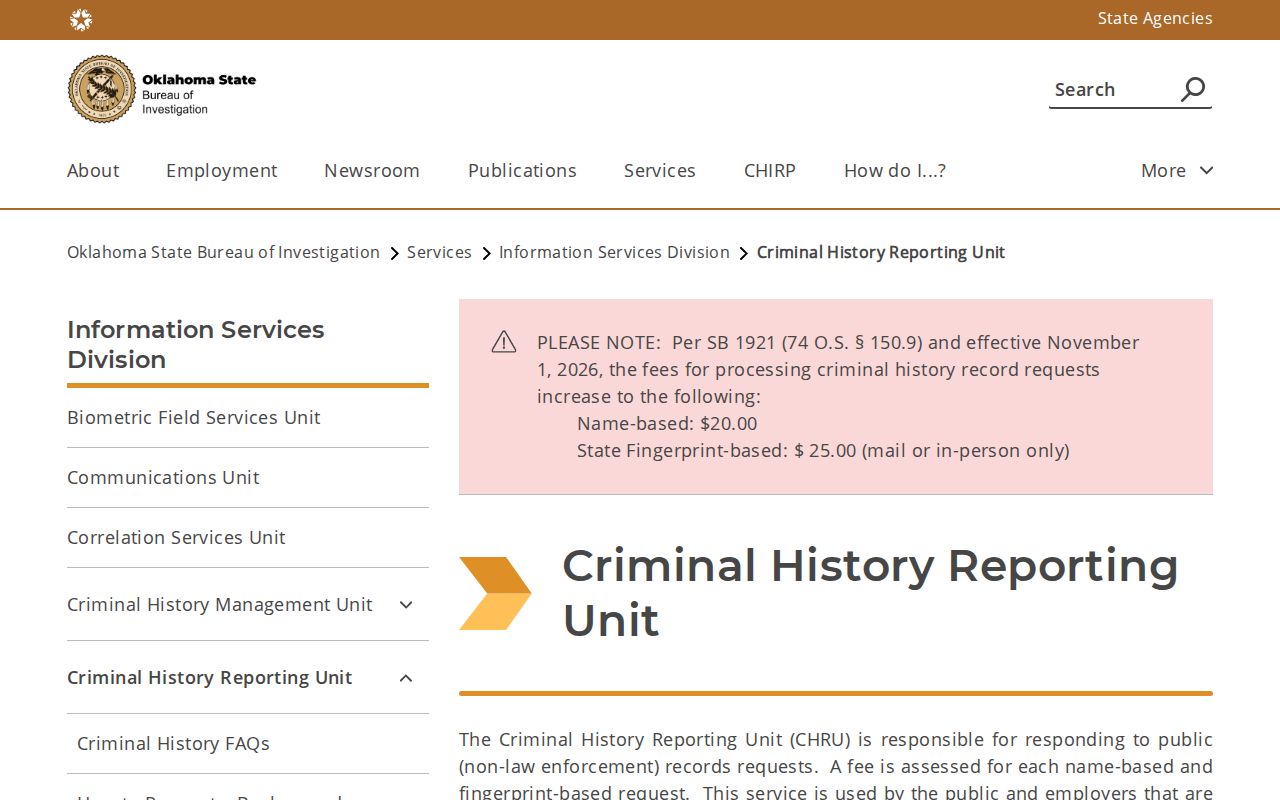Jefferson County active warrants OSBI criminal history boundary