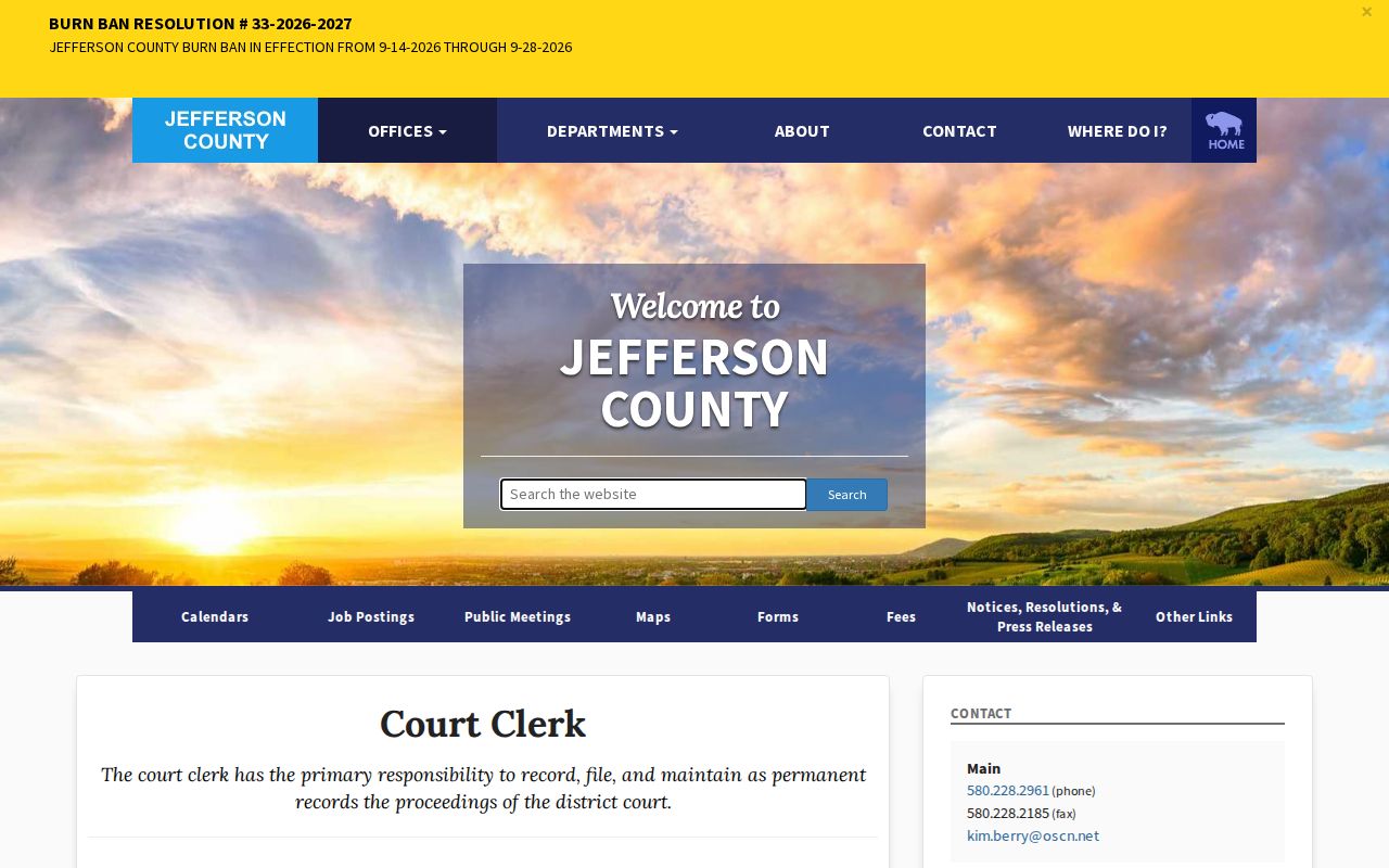 Jefferson County warrant records Court Clerk records page